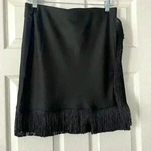 Rachel Zoe fringed Black Skirt. Size Medium